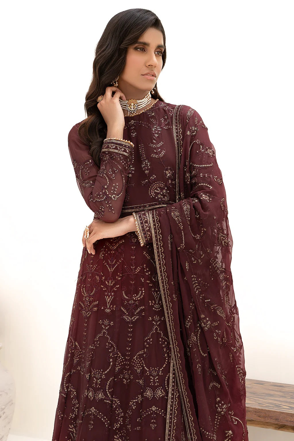 Nazneen By Zarif Embroidered Chiffon Unstitched 3 Piece Suit - 03 Nazneen By Zarif Embroidered Chiffon Unstitched 3 Piece Suit - 03