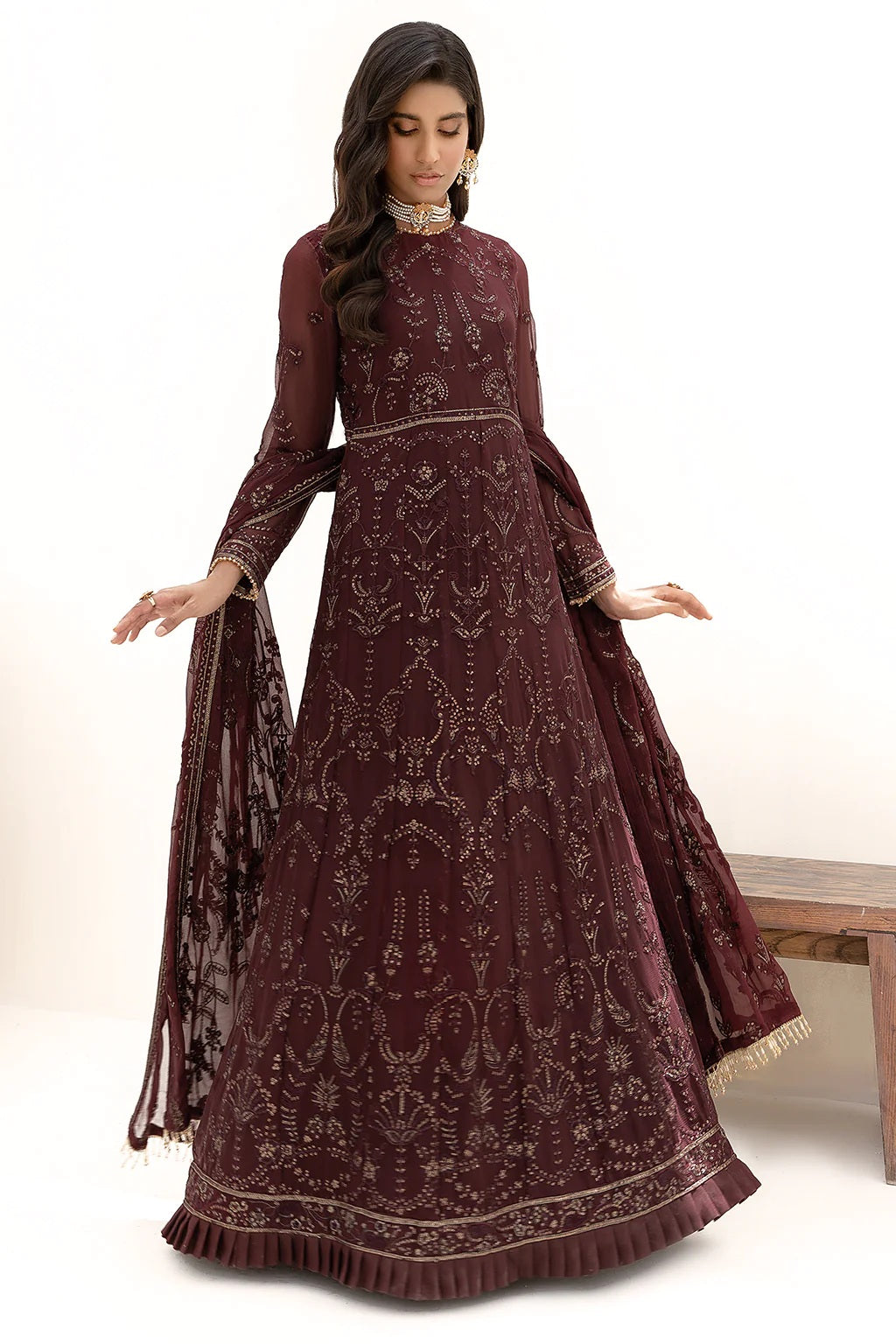 Nazneen By Zarif Embroidered Chiffon Unstitched 3 Piece Suit - 03 Nazneen By Zarif Embroidered Chiffon Unstitched 3 Piece Suit - 03