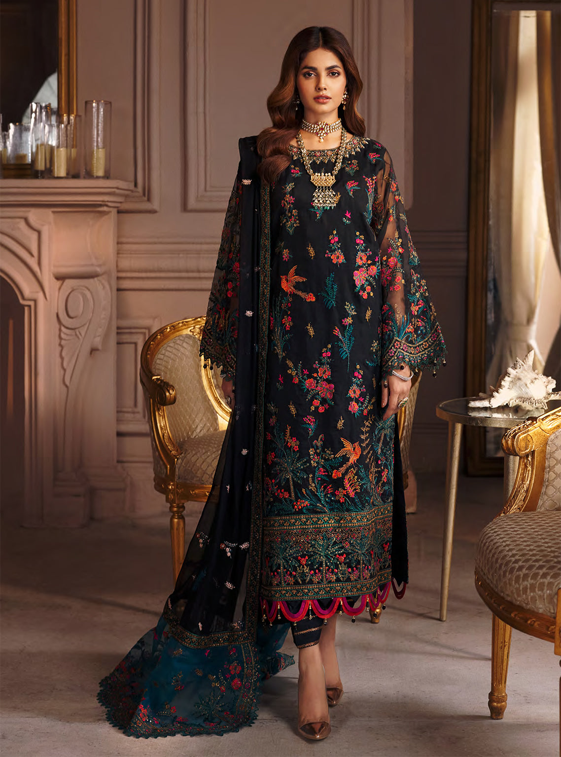 Elaine By Emaan Adeel Embroidered Organza Unstitched 3 Piece Suit - 06 Elaine By Emaan Adeel Embroidered Organza Unstitched 3 Piece Suit - 06