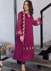 Azure Embroidered Chiffon Unstitched 3 Piece Suit - 25