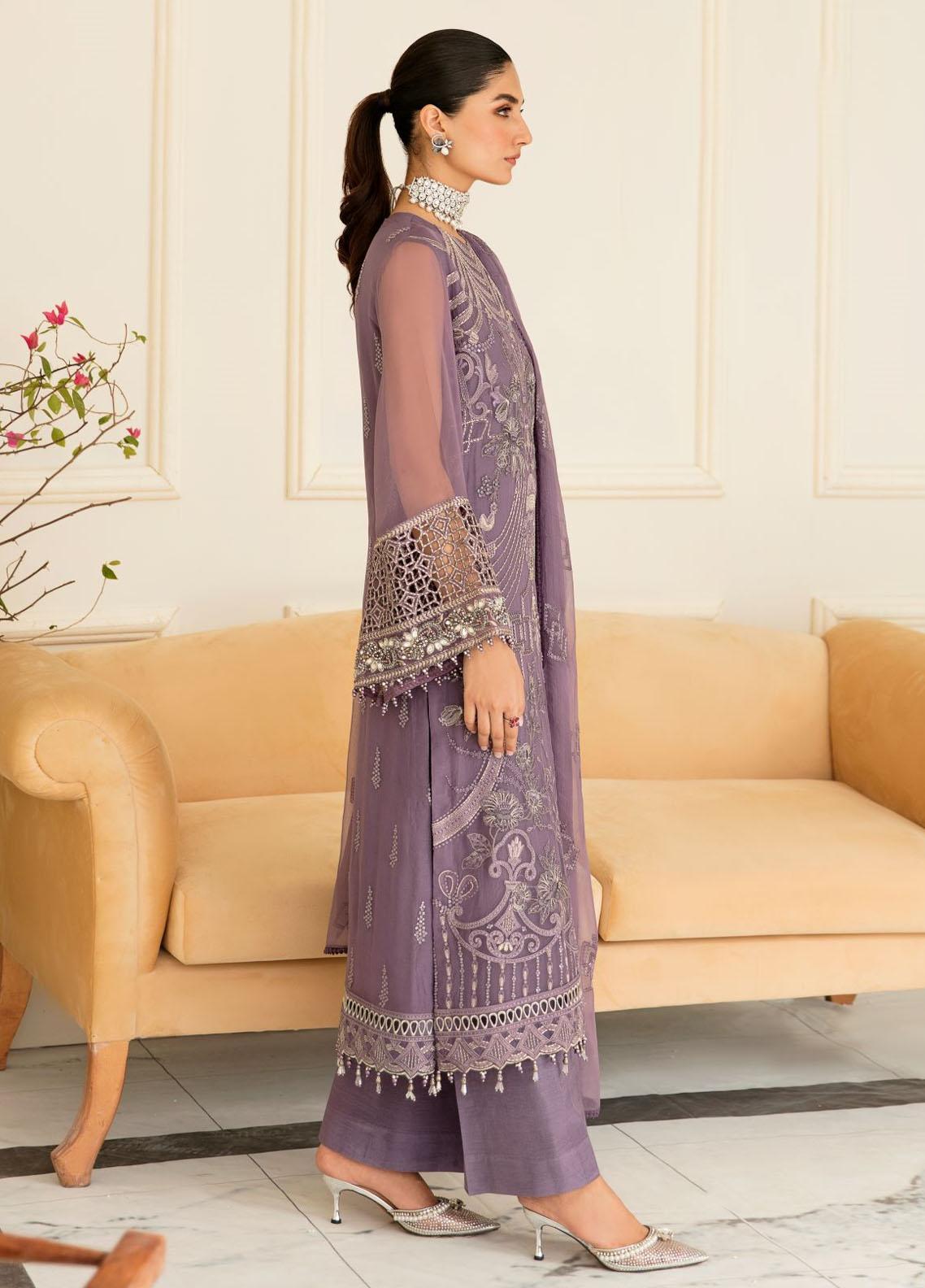 Safeera By Flossie Embroidered Chiffon Unstitched 3 Piece Suit - 04 PERIWINKLE Safeera By Flossie Embroidered Chiffon Unstitched 3 Piece Suit - 04 PERIWINKLE