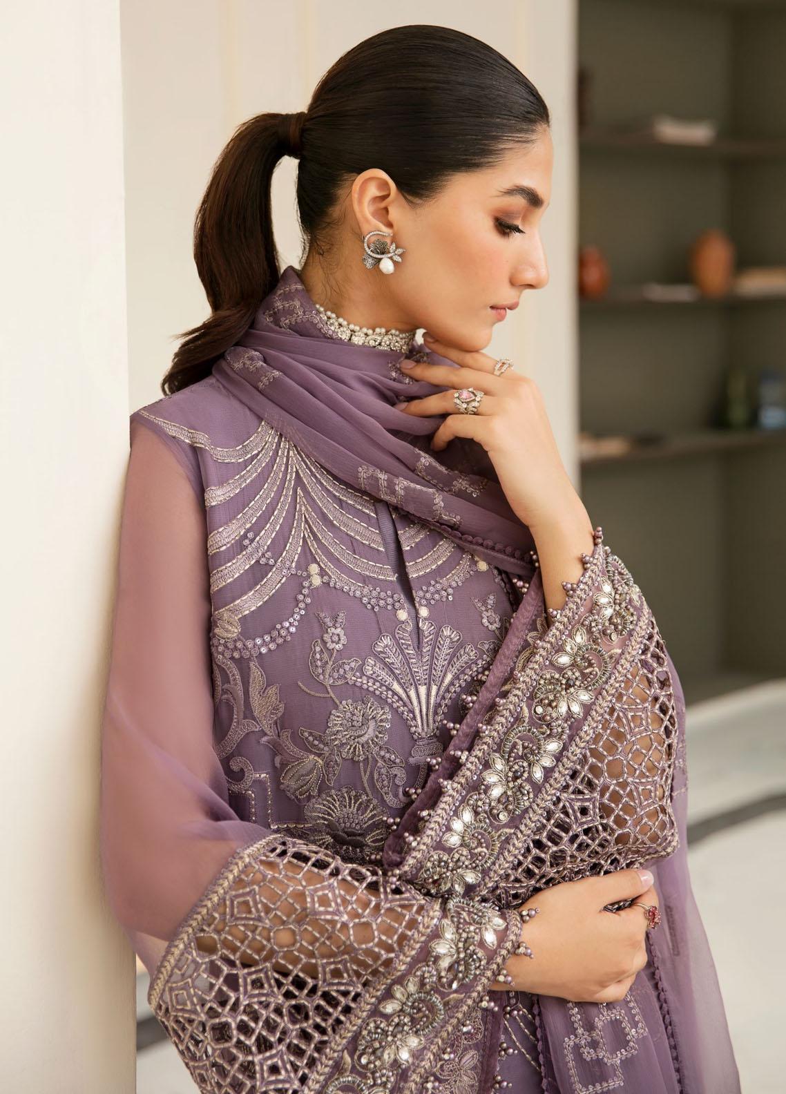 Safeera By Flossie Embroidered Chiffon Unstitched 3 Piece Suit - 04 PERIWINKLE Safeera By Flossie Embroidered Chiffon Unstitched 3 Piece Suit - 04 PERIWINKLE