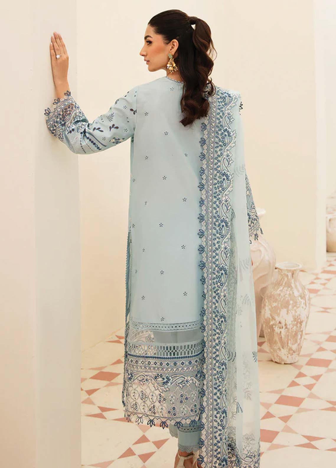 Afrozeh Embroidered Lawn Unstitched 3 Piece Suit - 10 Afrozeh Embroidered Lawn Unstitched 3 Piece Suit - 10