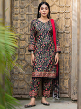 Aangan By Qalamkar Embroidered Linen Unstitched 3 Piece Suit - 07