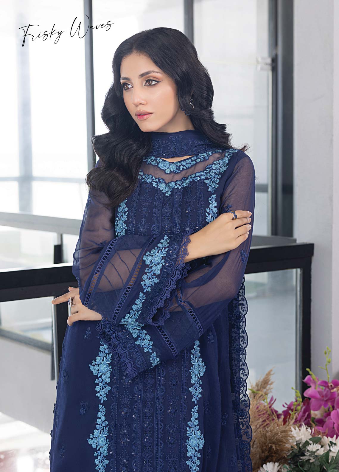 Azure Embroidered Chiffon Unstitched 3 Piece Suit - 30 Azure Embroidered Chiffon Unstitched 3 Piece Suit - 30