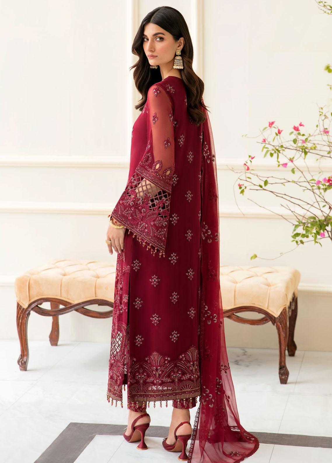 Safeera By Flossie Embroidered Chiffon Unstitched 3 Piece Suit - 05 APPLE RED Safeera By Flossie Embroidered Chiffon Unstitched 3 Piece Suit - 05 APPLE RED