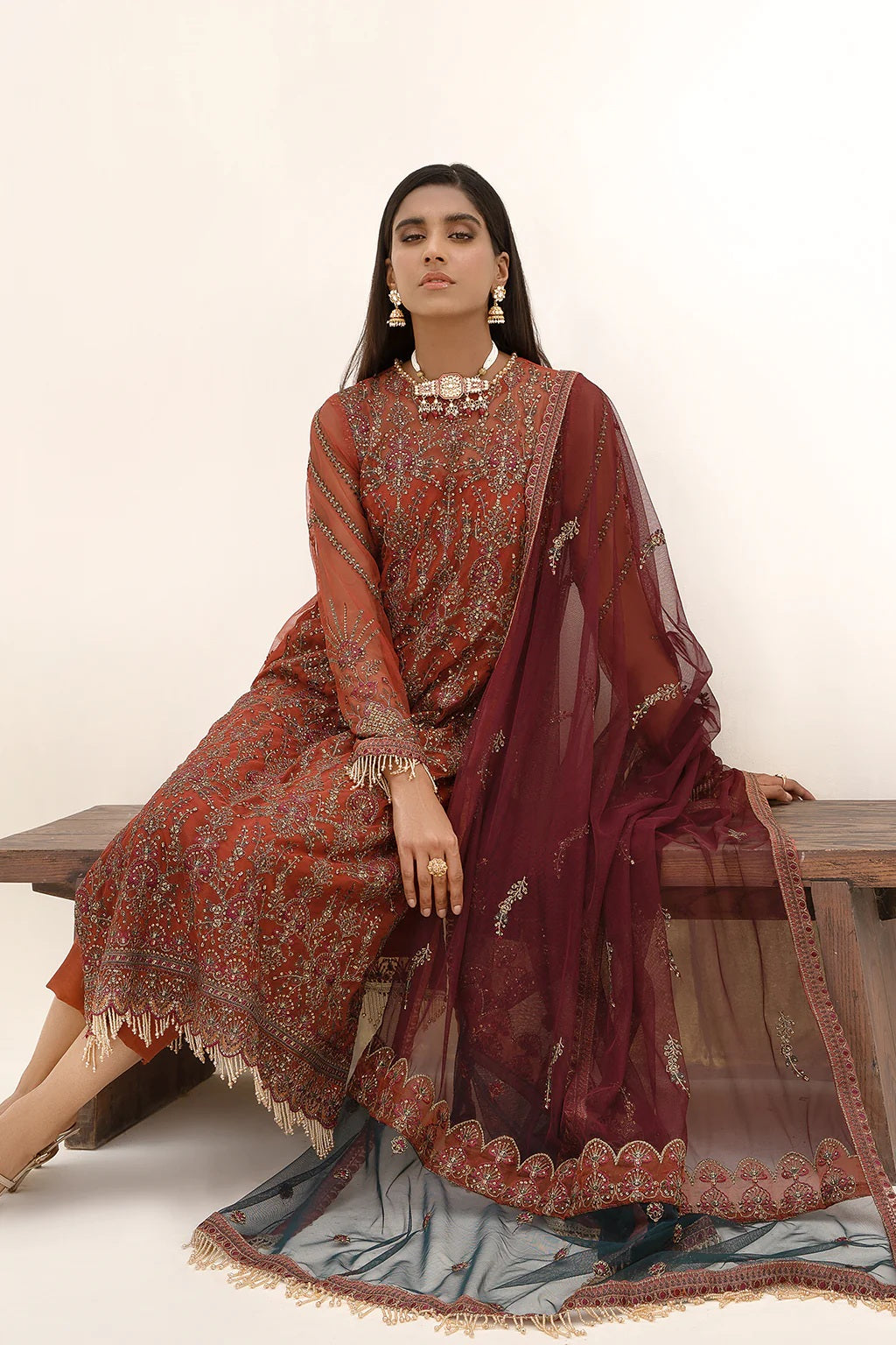 Nazneen By Zarif Embroidered Net Unstitched 3 Piece Suit - 05 Nazneen By Zarif Embroidered Net Unstitched 3 Piece Suit - 05
