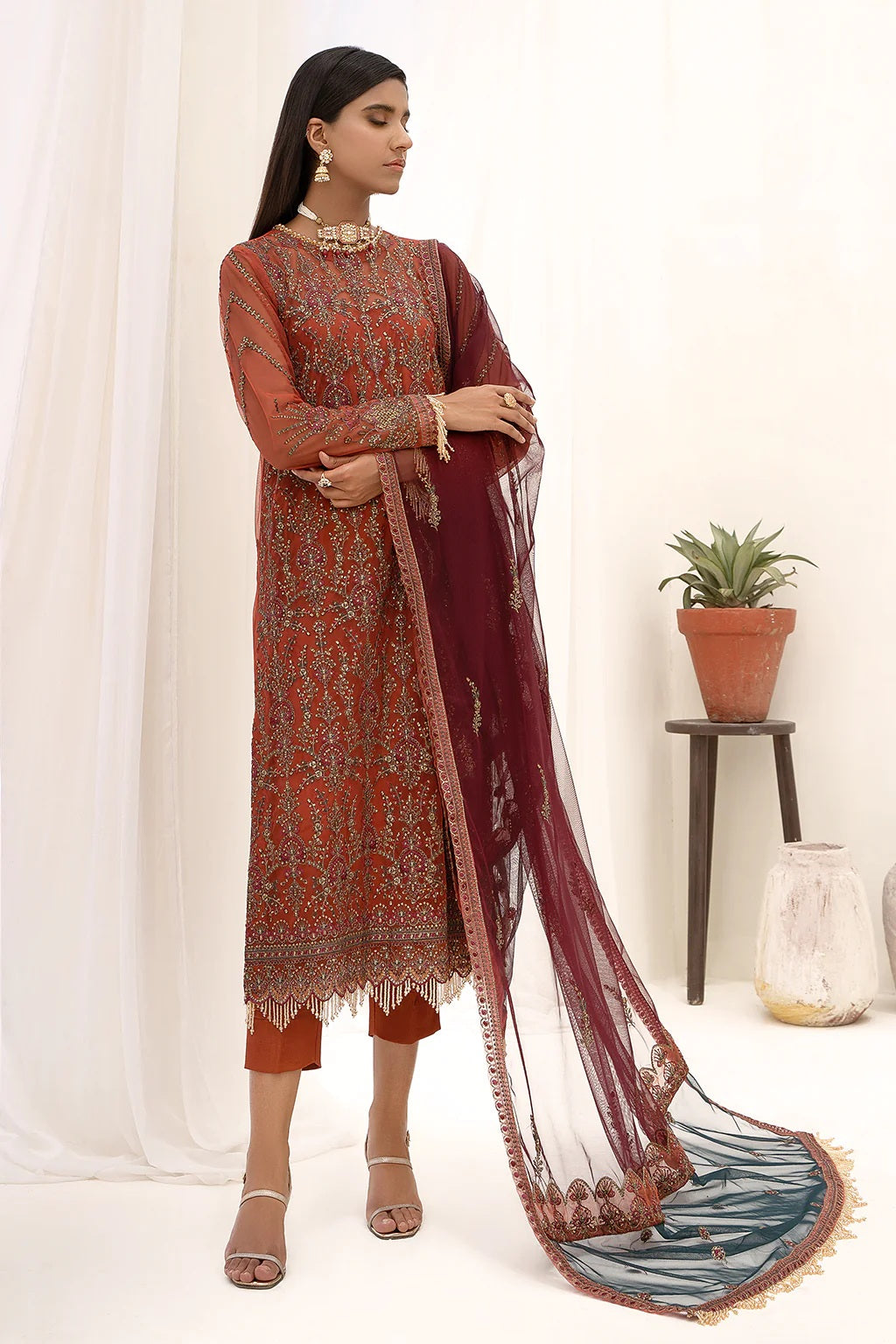 Nazneen By Zarif Embroidered Net Unstitched 3 Piece Suit - 05 Nazneen By Zarif Embroidered Net Unstitched 3 Piece Suit - 05