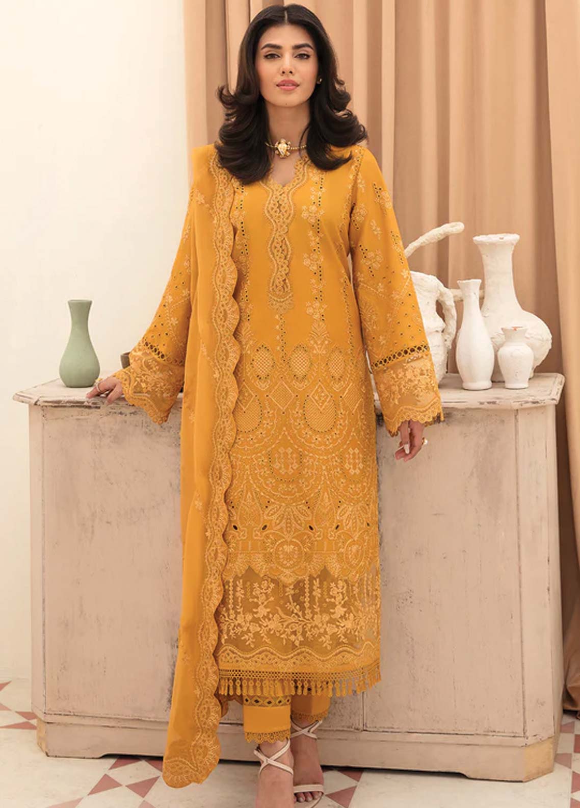 Afrozeh Embroidered Lawn Unstitched 3 Piece Suit - 03 Afrozeh Embroidered Lawn Unstitched 3 Piece Suit - 03