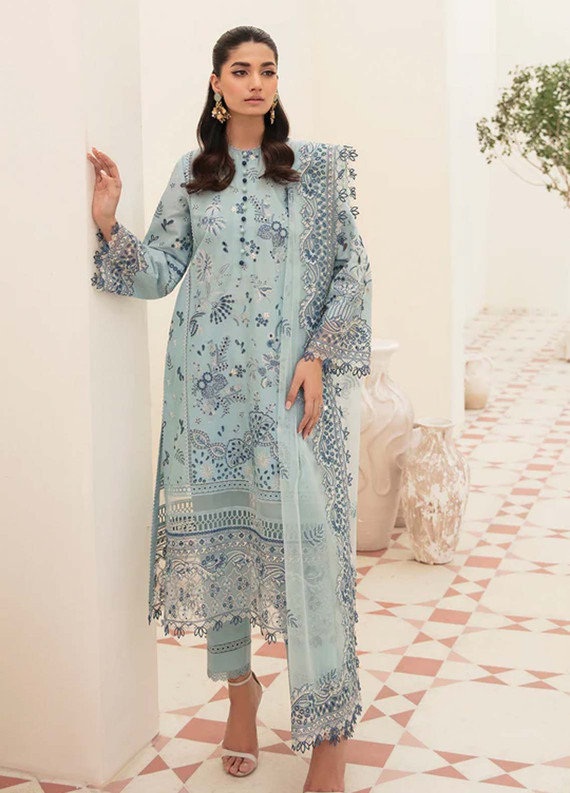 Afrozeh Embroidered Lawn Unstitched 3 Piece Suit - 10 Afrozeh Embroidered Lawn Unstitched 3 Piece Suit - 10