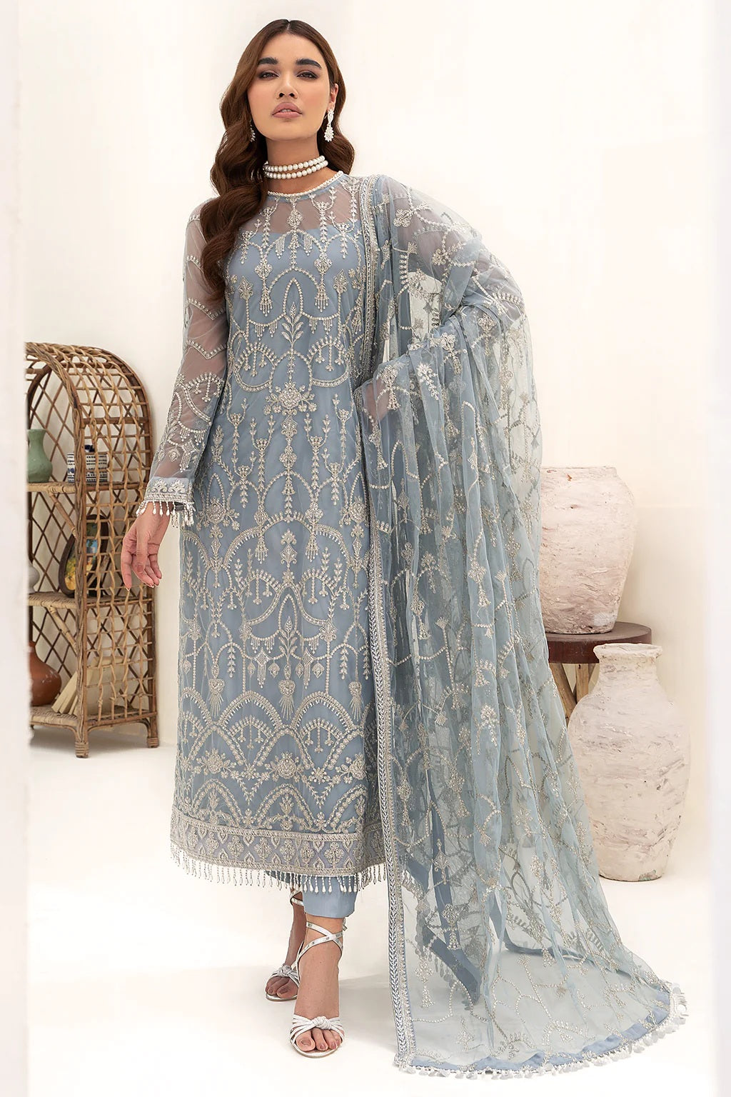 Nazneen By Zarif Embroidered Net Unstitched 3 Piece Suit - 06 Nazneen By Zarif Embroidered Net Unstitched 3 Piece Suit - 06