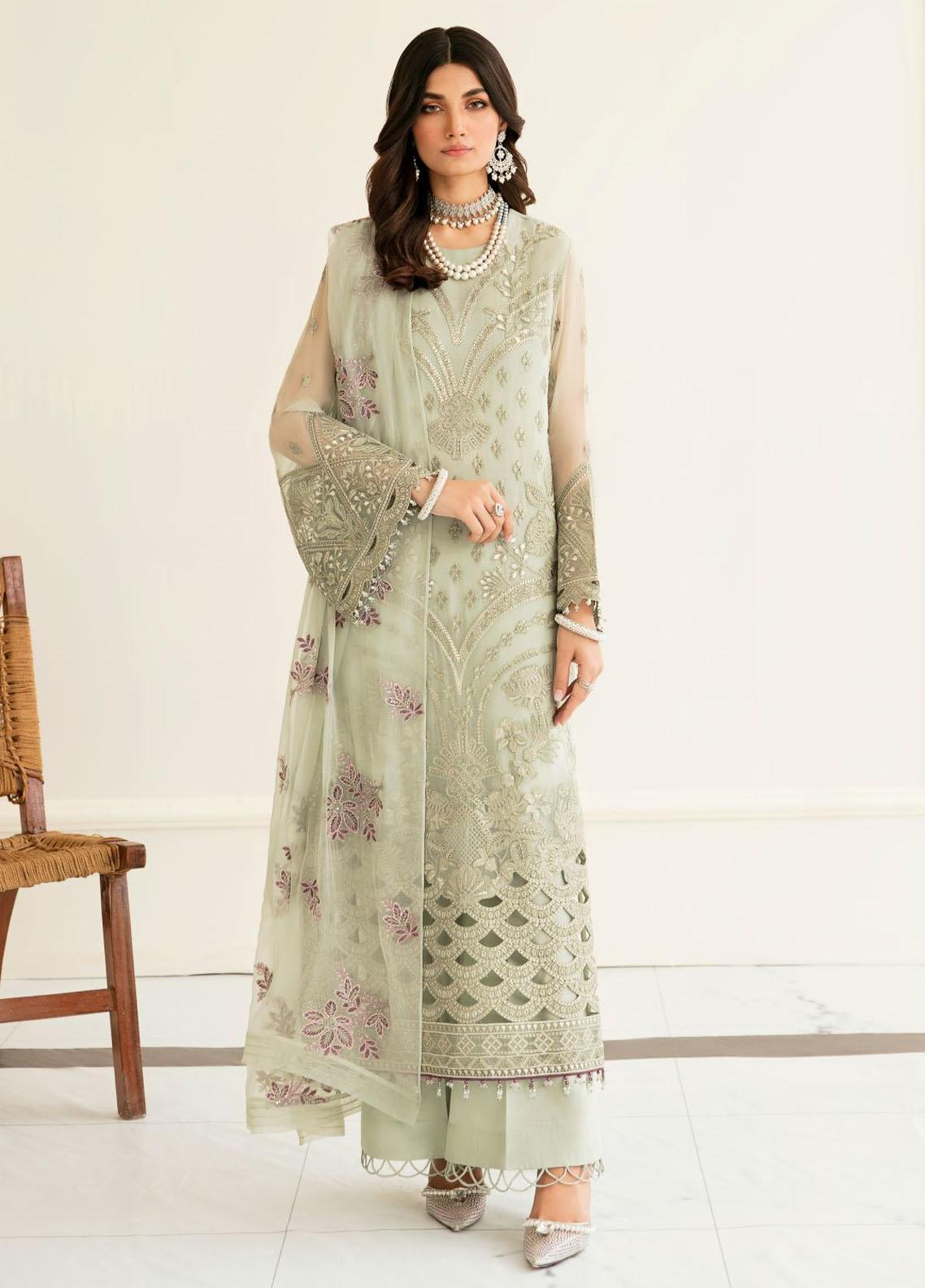 Safeera By Flossie Embroidered Chiffon Unstitched 3 Piece Suit - 06 PISTACHIO Safeera By Flossie Embroidered Chiffon Unstitched 3 Piece Suit - 06 PISTACHIO