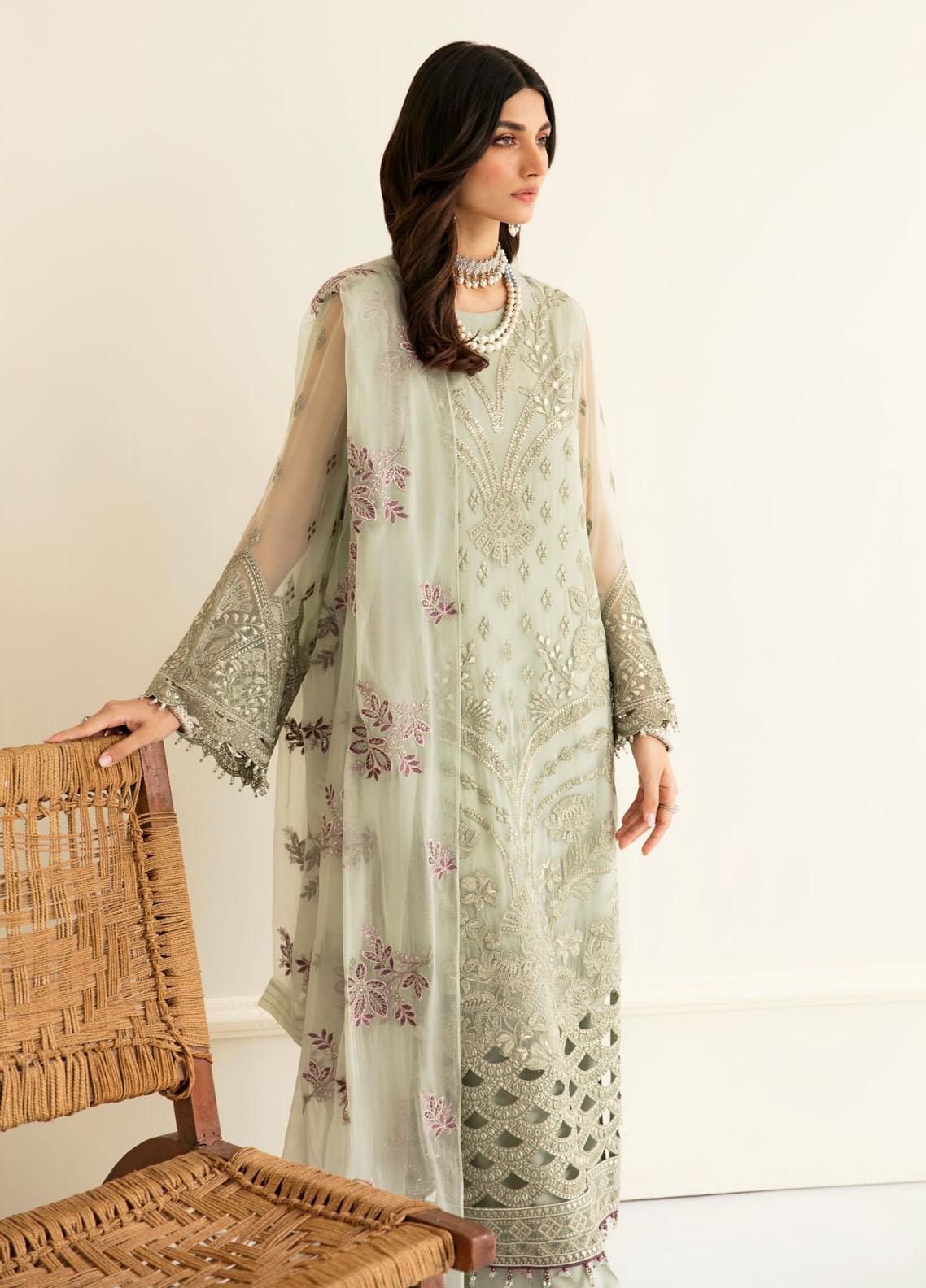 Safeera By Flossie Embroidered Chiffon Unstitched 3 Piece Suit - 06 PISTACHIO Safeera By Flossie Embroidered Chiffon Unstitched 3 Piece Suit - 06 PISTACHIO