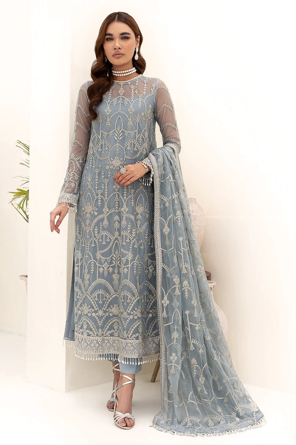 Nazneen By Zarif Embroidered Net Unstitched 3 Piece Suit - 06 Nazneen By Zarif Embroidered Net Unstitched 3 Piece Suit - 06