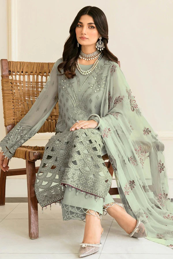 Safeera By Flossie Embroidered Chiffon Unstitched 3 Piece Suit - 06 PISTACHIO Safeera By Flossie Embroidered Chiffon Unstitched 3 Piece Suit - 06 PISTACHIO