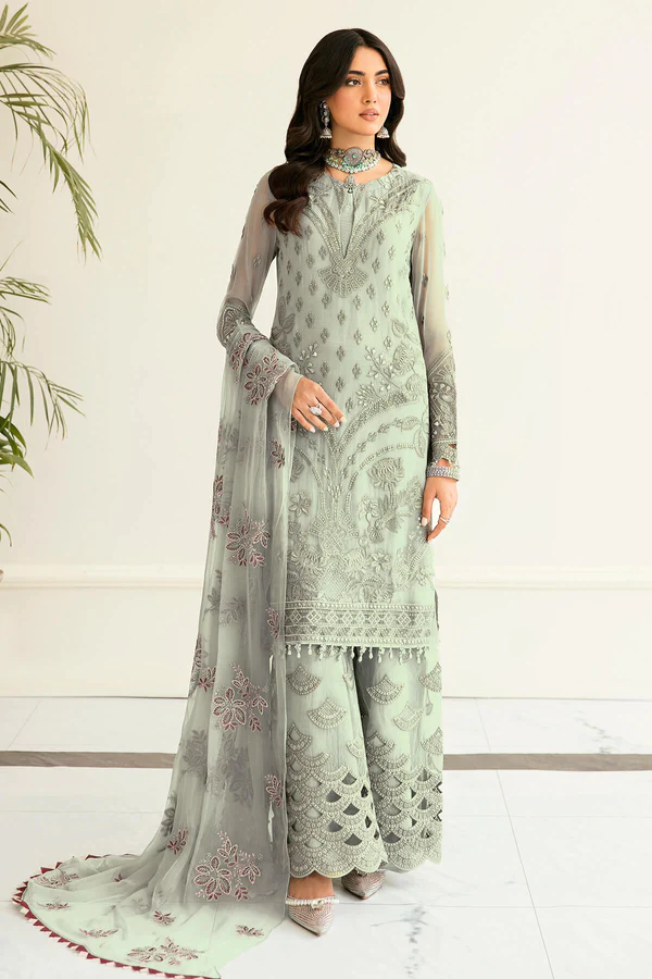 Safeera By Flossie Embroidered Chiffon Unstitched 3 Piece Suit - 06 PISTACHIO Safeera By Flossie Embroidered Chiffon Unstitched 3 Piece Suit - 06 PISTACHIO