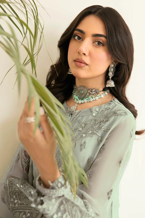 Safeera By Flossie Embroidered Chiffon Unstitched 3 Piece Suit - 06 PISTACHIO Safeera By Flossie Embroidered Chiffon Unstitched 3 Piece Suit - 06 PISTACHIO