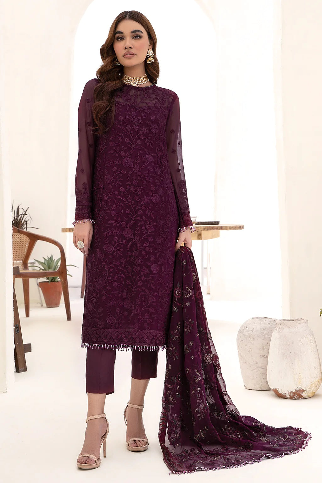 Nazneen By Zarif Embroidered Chiffon Unstitched 3 Piece Suit - 07 Nazneen By Zarif Embroidered Chiffon Unstitched 3 Piece Suit - 07