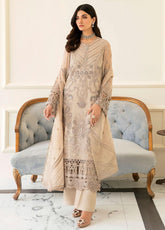 Safeera By Flossie Embroidered Chiffon Unstitched 3 Piece Suit - 07 CHESTNUT