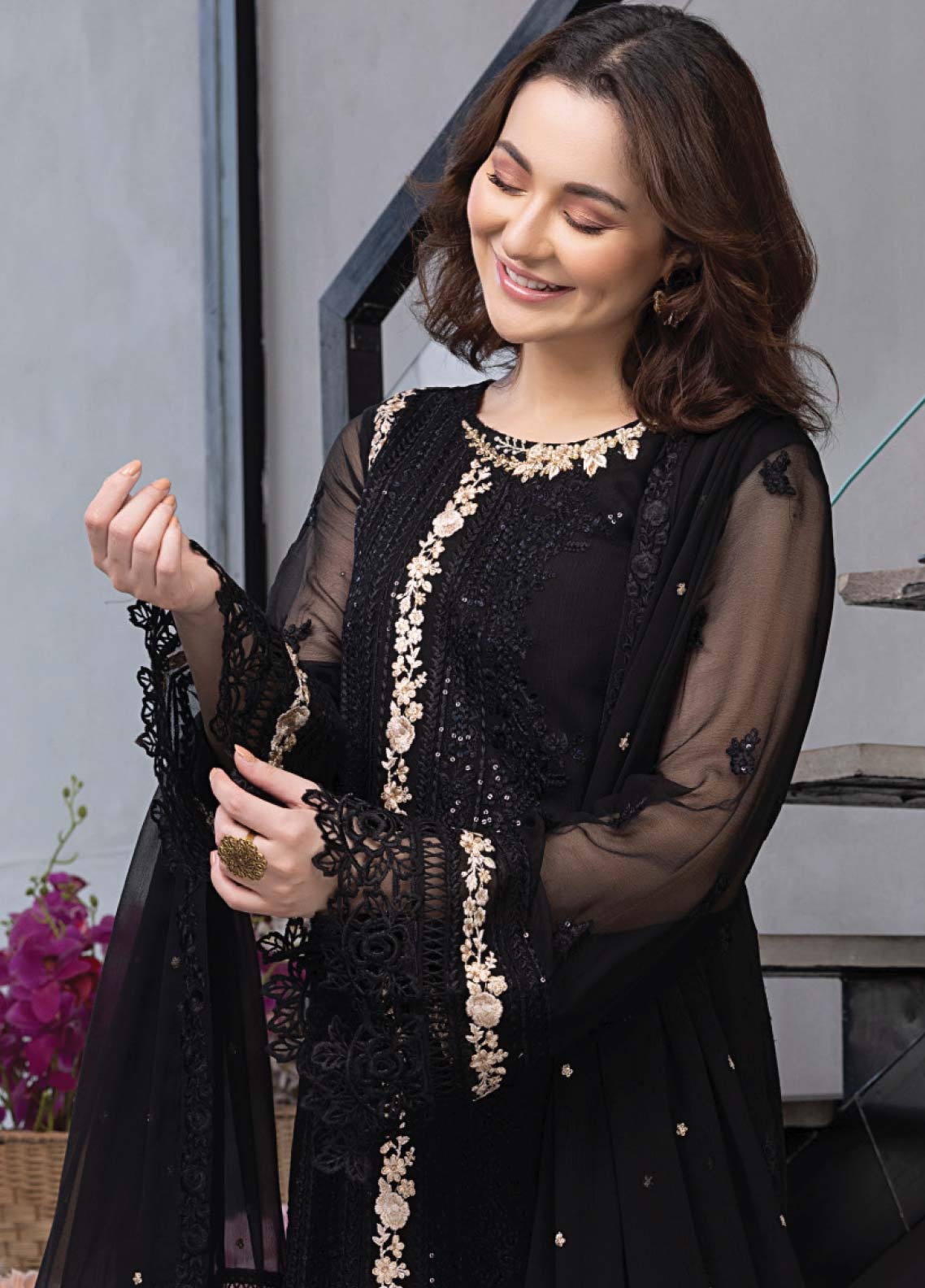 Azure Embroidered Chiffon Unstitched 3 Piece Suit - 24 Azure Embroidered Chiffon Unstitched 3 Piece Suit - 24