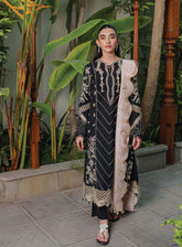 Qline By Qalamkar Embroidered Linen Unstitched 3 Piece Suit - 01 HAVEN