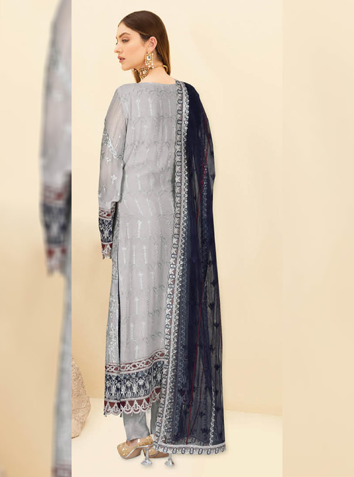 Kashish By Ramsha Embroidered Chiffon Unstitched 3 Piece Suit - 102 Kashish By Ramsha Embroidered Chiffon Unstitched 3 Piece Suit - 102