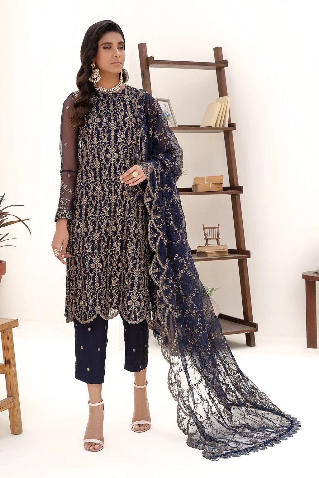 Nazneen By Zarif Embroidered Net Unstitched 3 Piece Suit - 09 Nazneen By Zarif Embroidered Net Unstitched 3 Piece Suit - 09