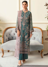 Safeera By Flossie Embroidered Chiffon Unstitched 3 Piece Suit - 09 BRUSH GREEN