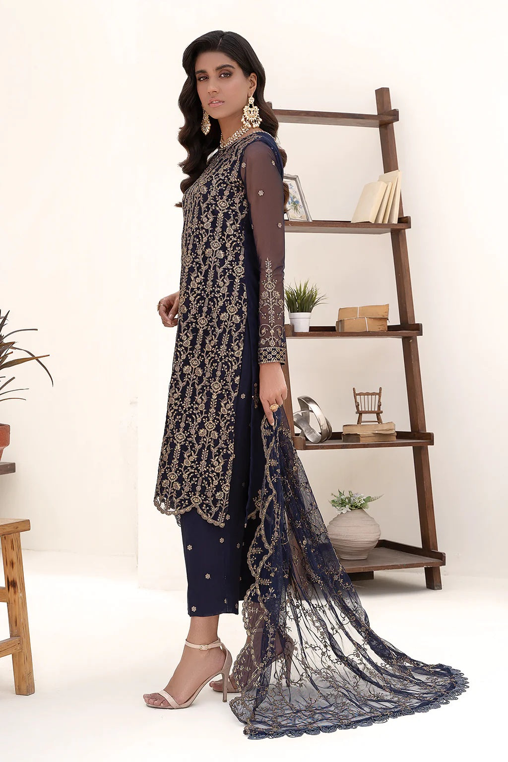 Nazneen By Zarif Embroidered Net Unstitched 3 Piece Suit - 09 Nazneen By Zarif Embroidered Net Unstitched 3 Piece Suit - 09
