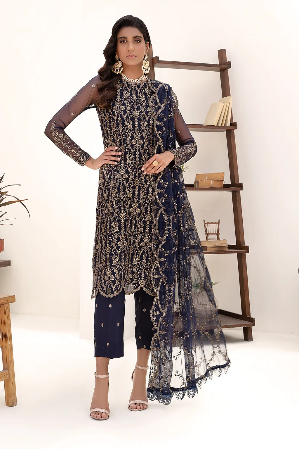 Nazneen By Zarif Embroidered Net Unstitched 3 Piece Suit - 09 Nazneen By Zarif Embroidered Net Unstitched 3 Piece Suit - 09