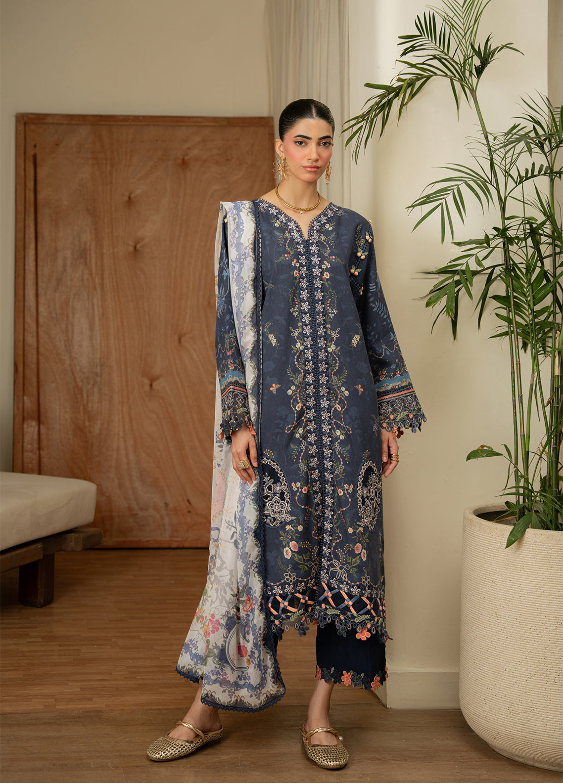 Aabyaan Luxury Embroidered Linen 3 Piece Unstitched Suit ABY26PLL D-AK-03 CELINE Aabyaan Luxury Embroidered Linen 3 Piece Unstitched Suit ABY26PLL D-AK-03 CELINE