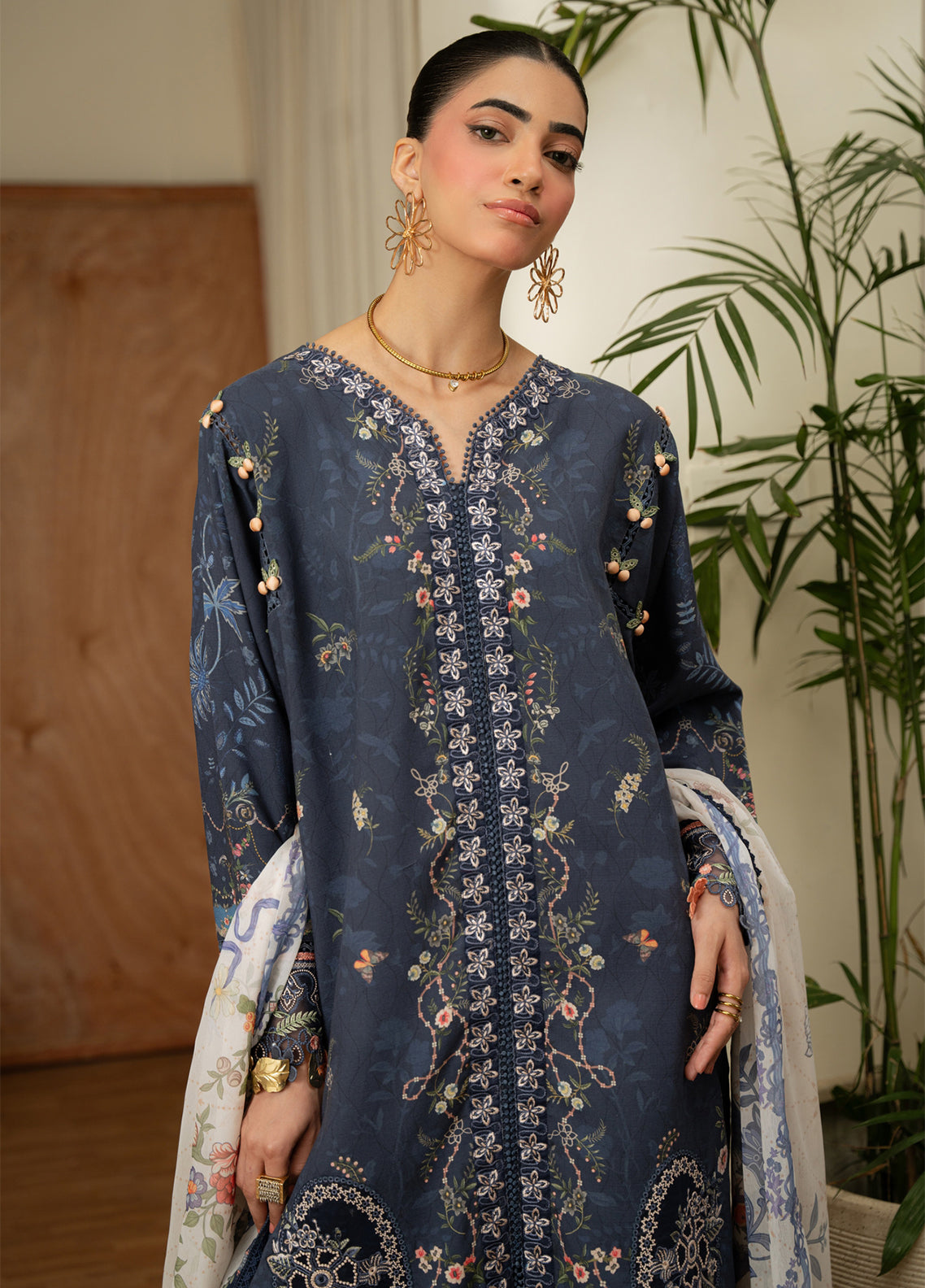 Aabyaan Luxury Embroidered Linen 3 Piece Unstitched Suit ABY26PLL D-AK-03 CELINE Aabyaan Luxury Embroidered Linen 3 Piece Unstitched Suit ABY26PLL D-AK-03 CELINE