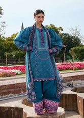 Aangan By Kahf Printed Lawn 3 Piece Unstitched Suit KHF25APC D-4A FALAK ARA