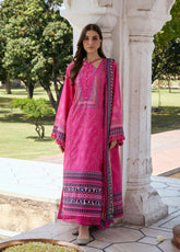 Aangan By Kahf Printed Lawn 3 Piece Unstitched Suit KHF25APC D-4B GULNAR