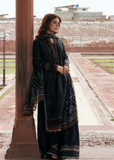 Aangan By Kahf Printed Lawn 3 Piece Unstitched Suit KHF25APC D-5A GUL-E-SIYAH