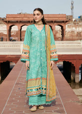 Aangan By Kahf Printed Lawn 3 Piece Unstitched Suit KHF25APC D-7A NAZISH