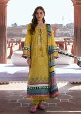 Aangan By Kahf Printed Lawn 3 Piece Unstitched Suit KHF25APC D-8A ZARAFSHAN