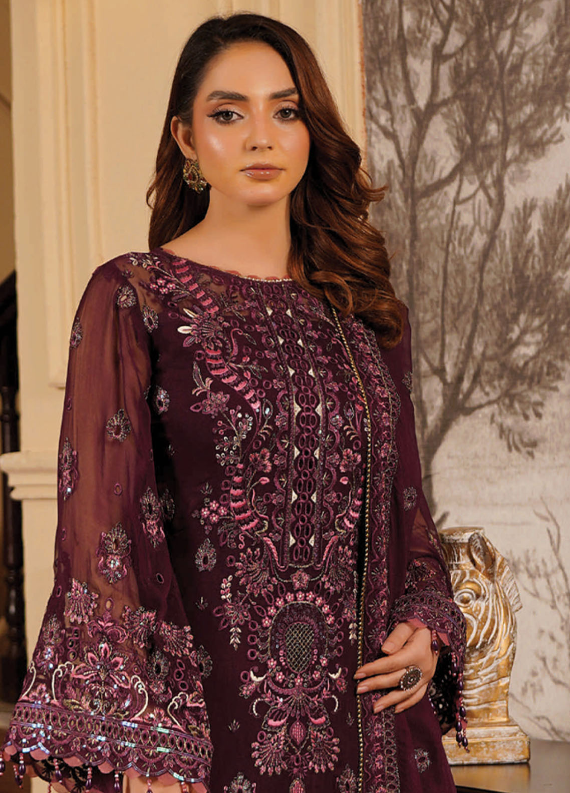 Aarzu By Maryam's Embroidered Chiffon 3 Piece Unstitched Suit MY26AV5 D-A-1106 NAGEENA Aarzu By Maryam's Embroidered Chiffon 3 Piece Unstitched Suit MY26AV5 D-A-1106 NAGEENA