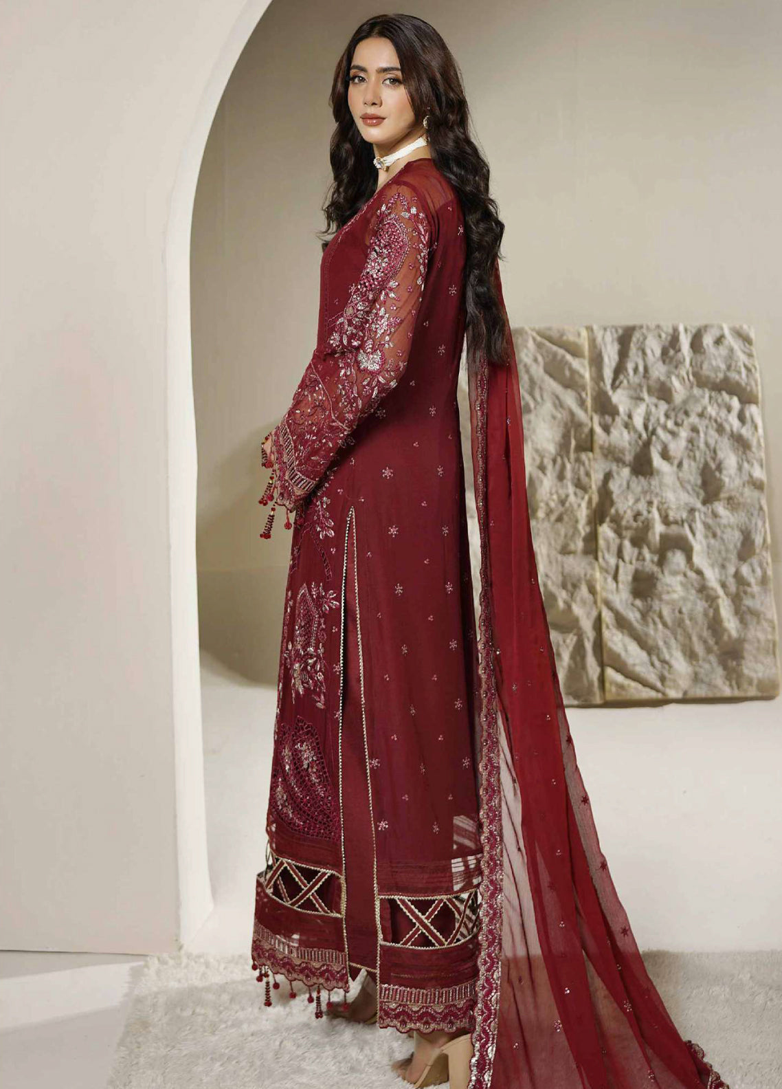 Aarzu By Maryam's Embroidered Chiffon 3 Piece Unstitched Suit MY26AV6 D-A-12001 NUREET Aarzu By Maryam's Embroidered Chiffon 3 Piece Unstitched Suit MY26AV6 D-A-12001 NUREET