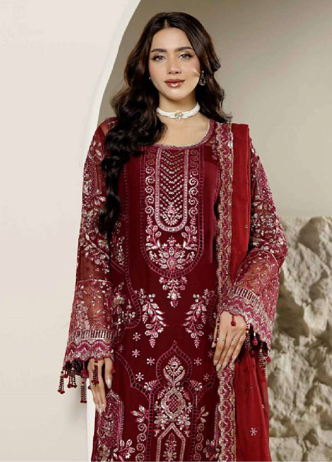 Aarzu By Maryam's Embroidered Chiffon 3 Piece Unstitched Suit MY26AV6 D-A-12001 NUREET Aarzu By Maryam's Embroidered Chiffon 3 Piece Unstitched Suit MY26AV6 D-A-12001 NUREET