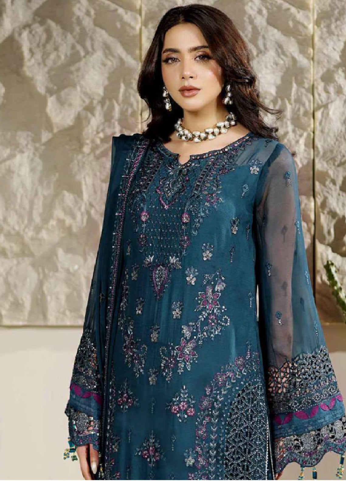Aarzu By Maryam's Embroidered Chiffon 3 Piece Unstitched Suit MY26AV6 D-A-12003 PENINA Aarzu By Maryam's Embroidered Chiffon 3 Piece Unstitched Suit MY26AV6 D-A-12003 PENINA