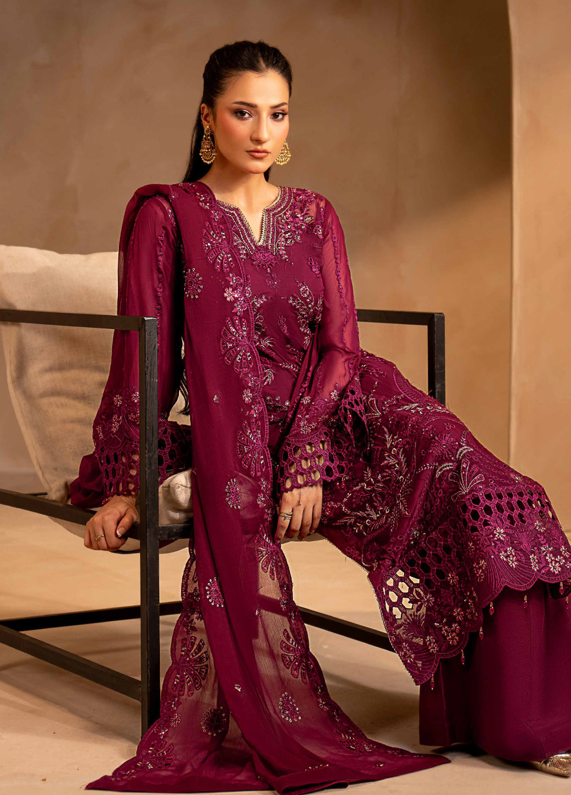 Aarzu By Maryam's Festive Embroidered Chiffon 3 Piece Unstitched Suit MY26AV7 D-A-13004 Aarzu By Maryam's Festive Embroidered Chiffon 3 Piece Unstitched Suit MY26AV7 D-A-13004