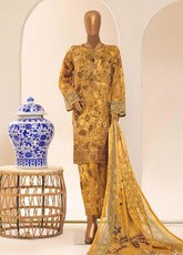 Aashkaar By HZ Textiles Embroidered Lawn 3 Piece Stitched Suit HZ26APELV1 D-063 H MUSTARD