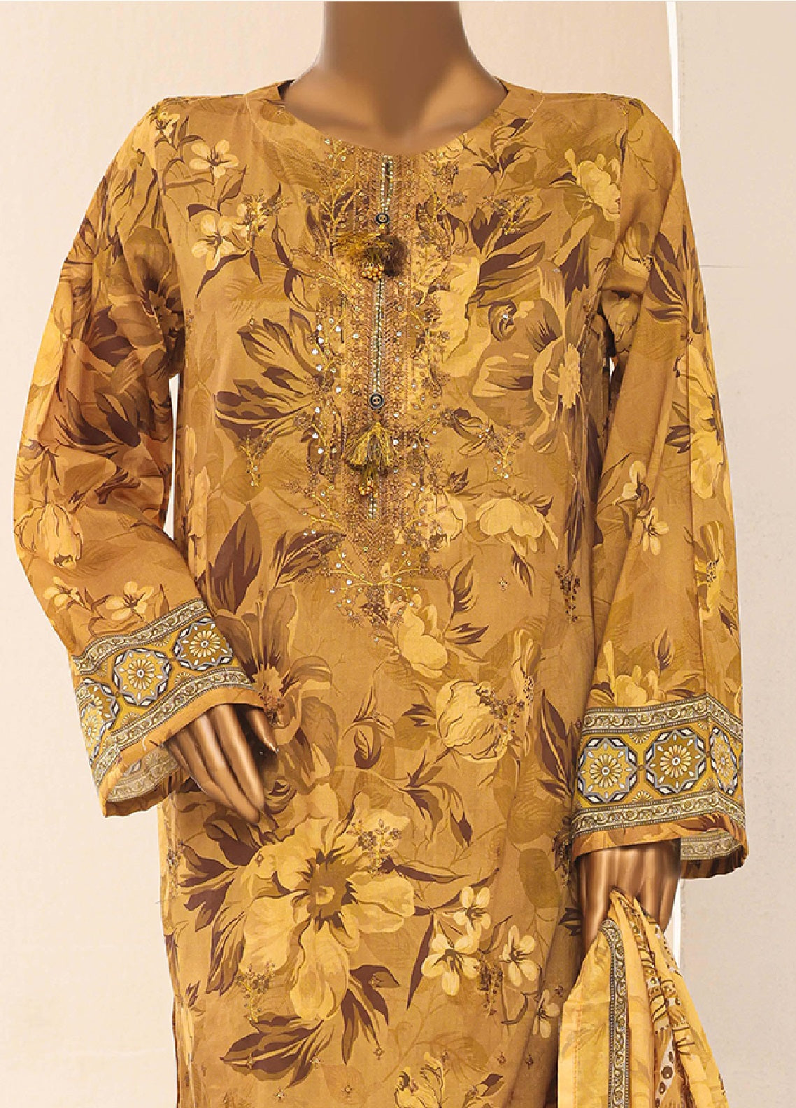 Aashkaar By HZ Textiles Embroidered Lawn 3 Piece Stitched Suit HZ26APELV1 D-063 H MUSTARD Aashkaar By HZ Textiles Embroidered Lawn 3 Piece Stitched Suit HZ26APELV1 D-063 H MUSTARD