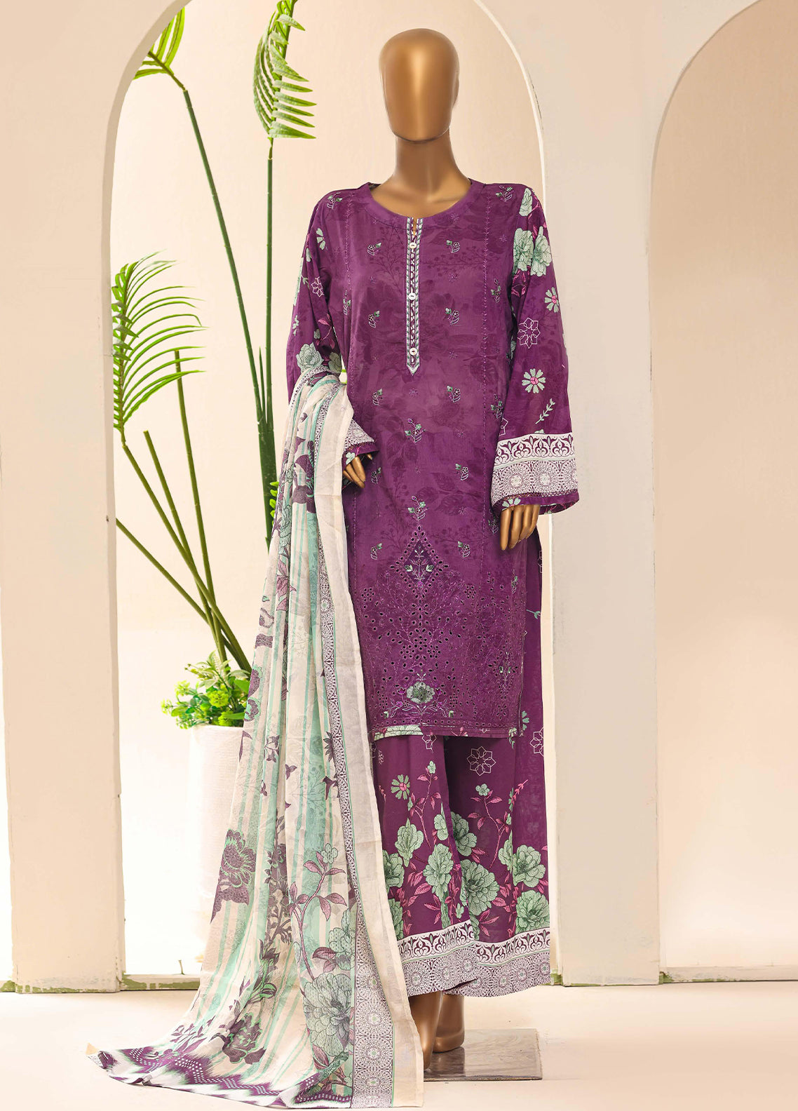 Aashkaar By HZ Textiles Embroidered Lawn 3 Piece Stitched Suit HZ26APELV1 D-070 D PURPLE Aashkaar By HZ Textiles Embroidered Lawn 3 Piece Stitched Suit HZ26APELV1 D-070 D PURPLE
