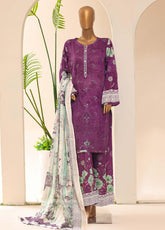 Aashkaar By HZ Textiles Embroidered Lawn 3 Piece Stitched Suit HZ26APELV1 D-070 D PURPLE