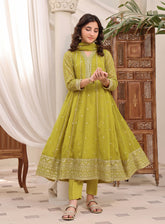 Abaan Zohan Embroidered Chiffon Suits Stitched 3 Piece - ABZO-006 KASHISH-DHANI