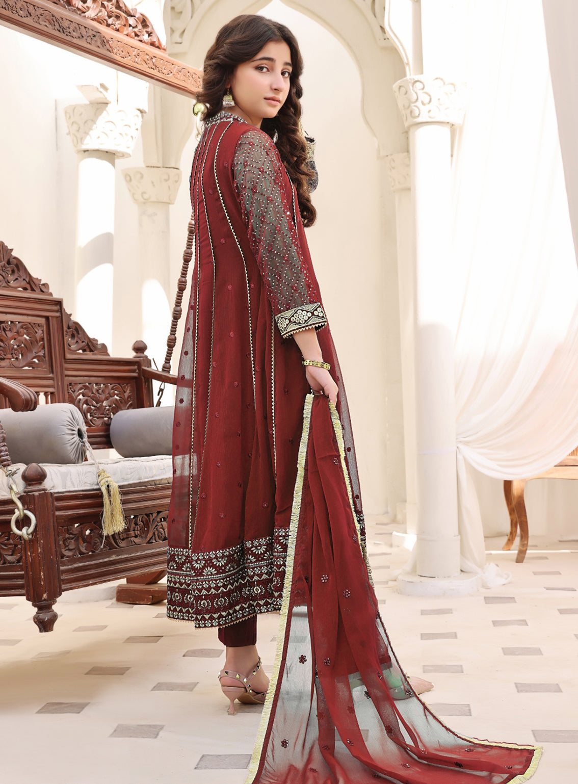 Abaan Zohan Embroidered Chiffon Suits Stitched 3 Piece - ABZO-006 KASHISH-MAROON Abaan Zohan Embroidered Chiffon Suits Stitched 3 Piece - ABZO-006 KASHISH-MAROON