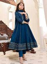 Abaan Zohan Embroidered Chiffon Suits Stitched 3 Piece - ABZO-006 KASHISH-PEACOCK