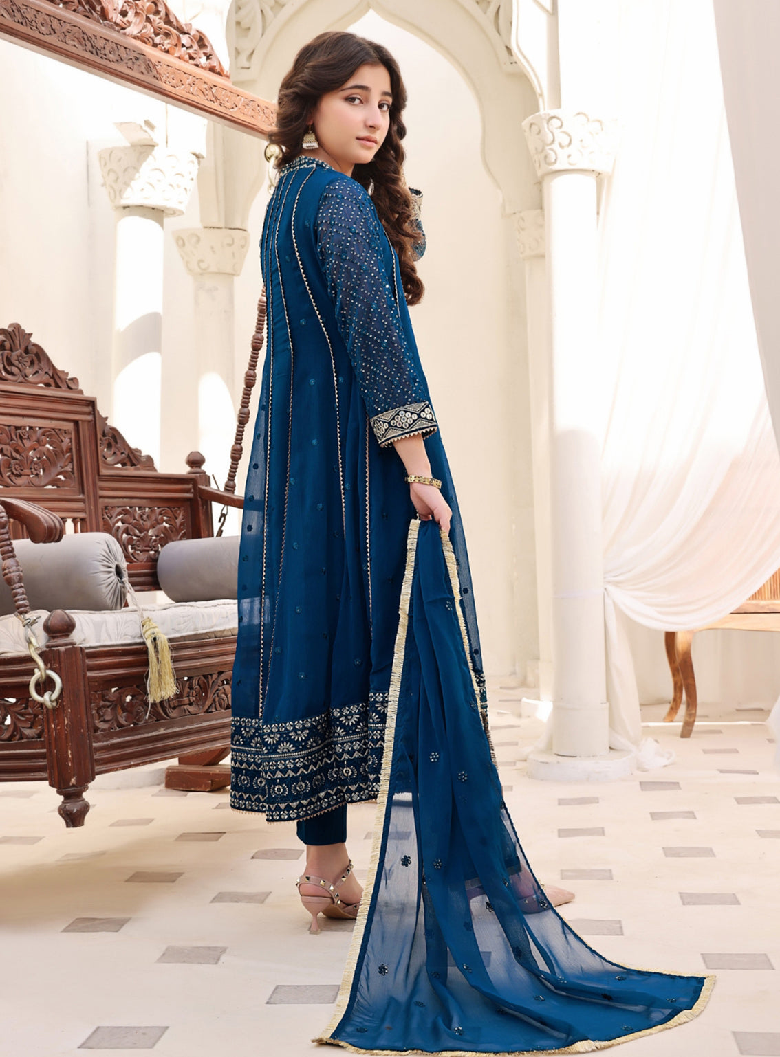 Abaan Zohan Embroidered Chiffon Suits Stitched 3 Piece - ABZO-006 KASHISH-PEACOCK Abaan Zohan Embroidered Chiffon Suits Stitched 3 Piece - ABZO-006 KASHISH-PEACOCK